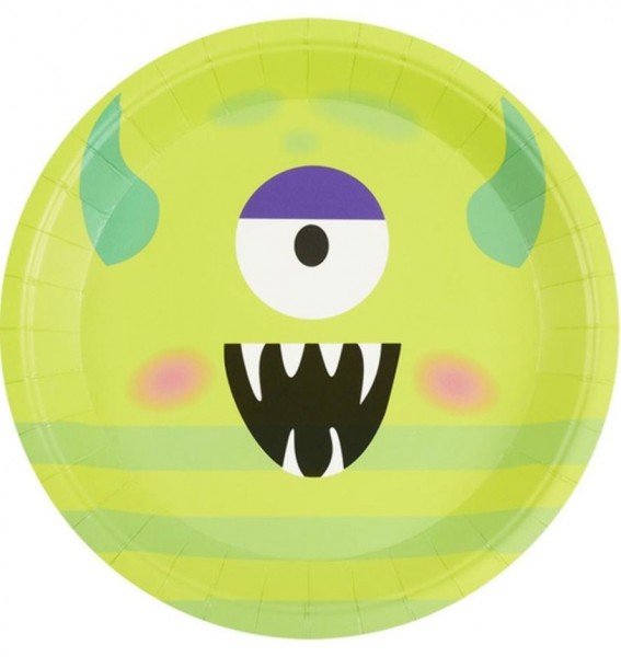 8 Monster Pappteller grün 23cm