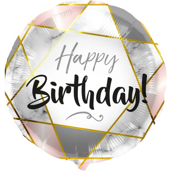 Marmorierter Happy Birthday Folienballon 45cm