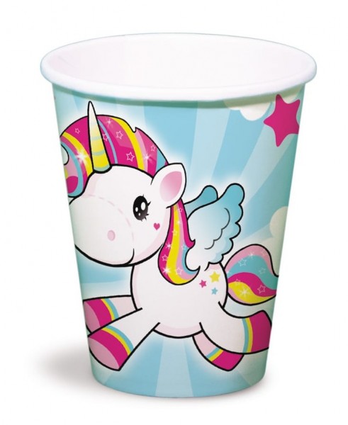 8 Einhorn Poppy Pappbecher 250ml