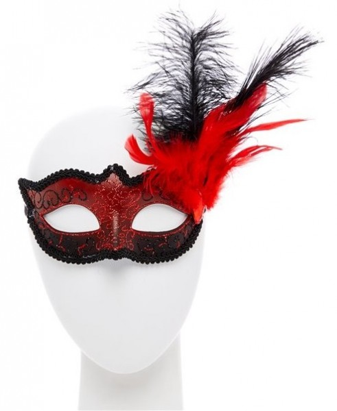 Rot-schwarze Feder Maske Christin