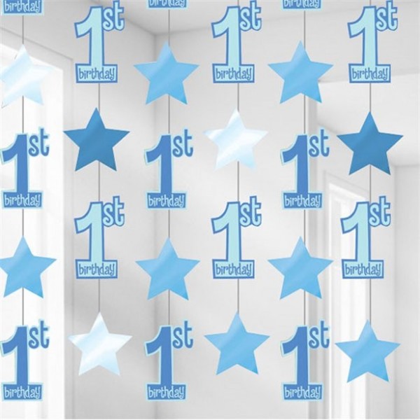 6 Blaue First Birthday Boy Hänger 2,1m