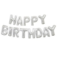 Happy Birthday Folienballon Girlande Silber Celebration