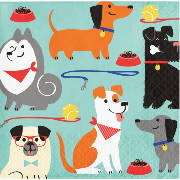 16 Hunde Party Servietten 25cm