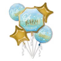 Hello World Ballon Bouquet blau