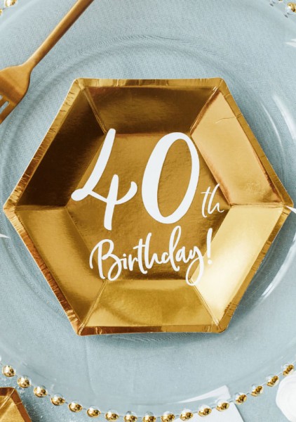 6 Glossy 40th Birthday Teller 20x17cm 2