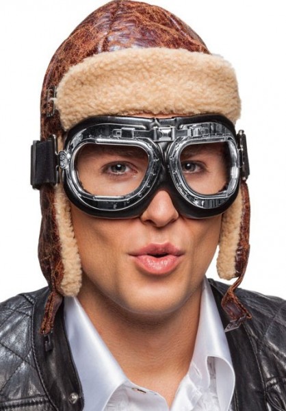Fliegerbrille Schwarz-Silber Retrolook