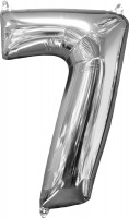 Folienballon Zahl 7 Silber 66cm