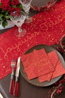 Roter Joyeux Noël Sternchen Tischläufer 28cm