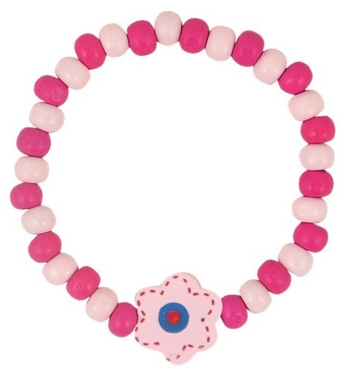1 Rosa Holzperlen Armband Mitgebsel