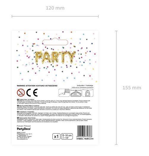 Folienballon U gold 35cm 5