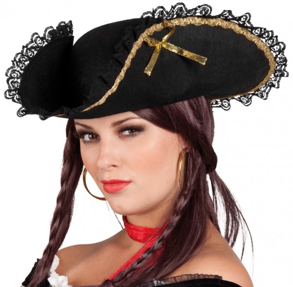Piratenhut Mit Spitze & Goldverzierung