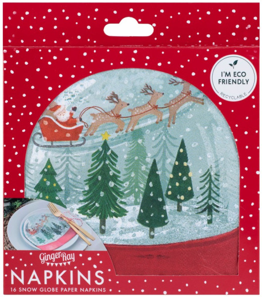16 Eco Schneekugel Servietten 3