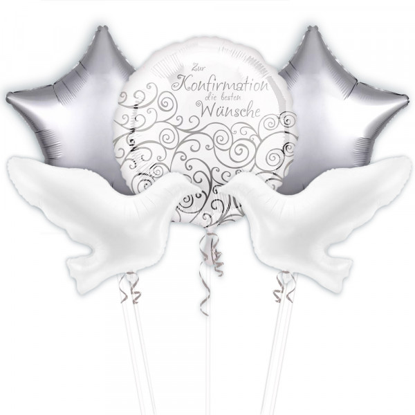 Silver Confirmation Ballonbouquet 5-teilig