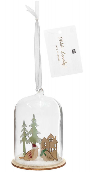 Winterspatzen Glas Baumschmuck 7,5 x 11cm