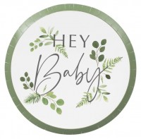 8 Botanical Babyparty Pappteller 24cm