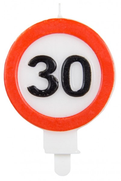 Verkehrsschild 30 Tortenkerze 6cm