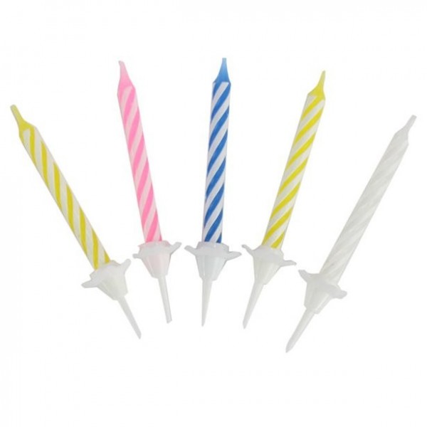 24 Bunte Spiral Tortenkerzen 6cm