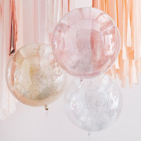 3 Glitzer Konfettiballons Partymix 55cm