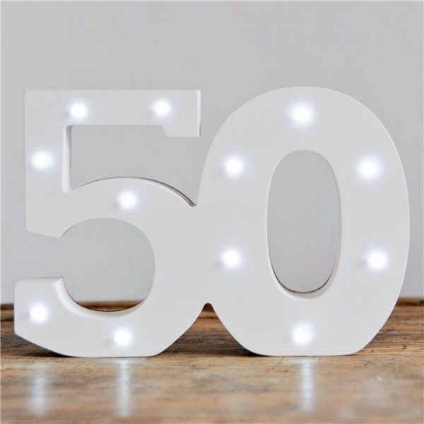 LED Zahl 50 Aufsteller 16 x 32cm