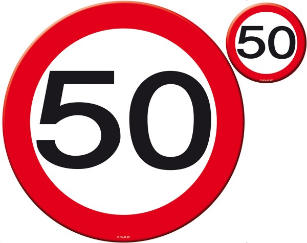 Verkehrsschild 50 Tischset 8-teilig