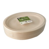50 Ovale Zuckerrohr Teller natur 32 x 25,5cm
