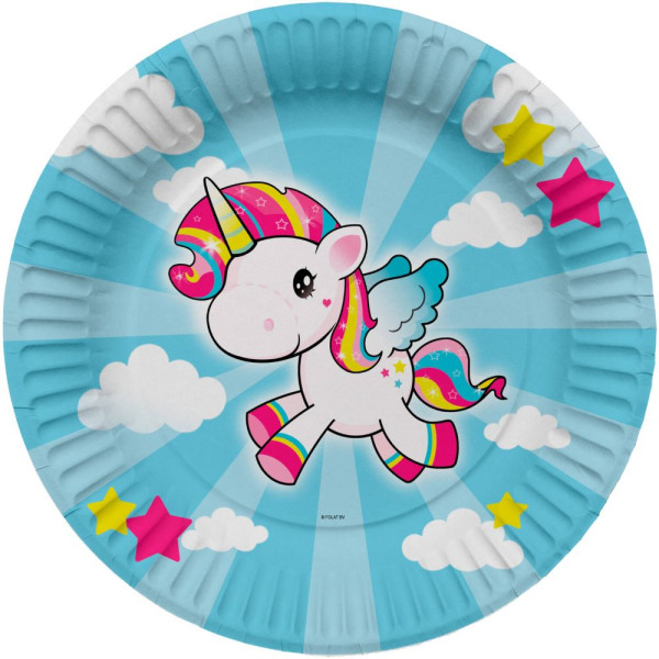 8 Einhorn Poppy Pappteller 23cm
