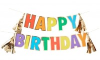 DIY Regenbogen Happy Birthday Girlande 3m