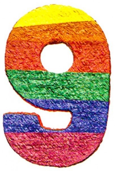 Regenbogen Zahl 9 Piñata 38 x 53cm