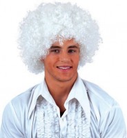 70er-Jahre Afro Perücke Weiß