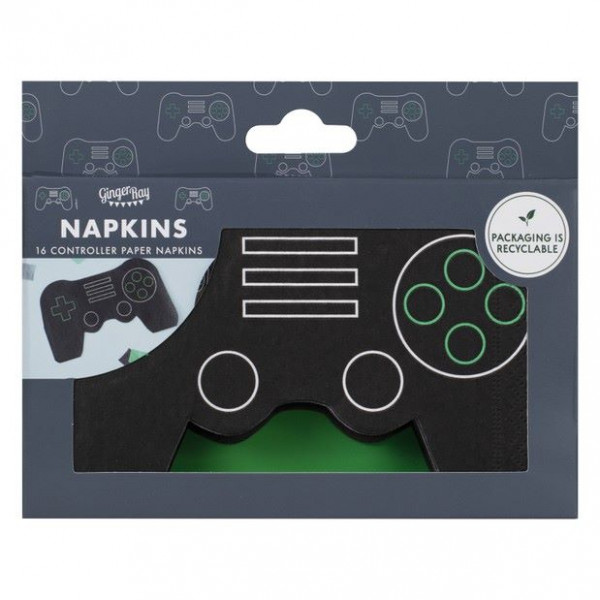 16 Black Controller Servietten 16,5cm 2