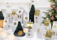 24 Weiße Adventskalender Häuschen