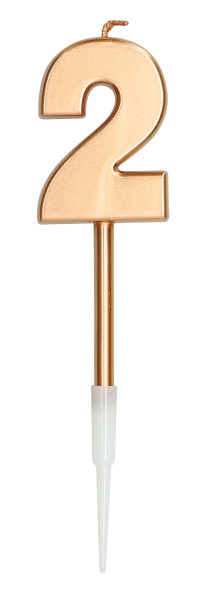 Elegant Blue Zahlenkerze 2 bronze 14cm