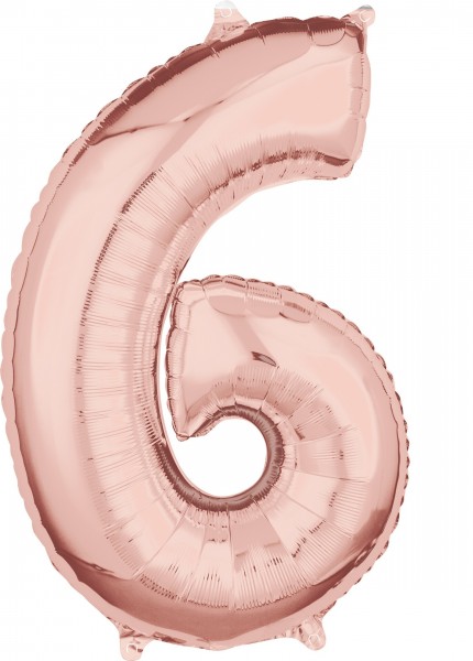 Zahl 6 roségold Folienballon 66cm