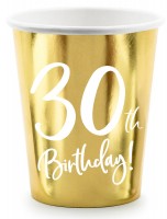 6 Glossy 30th Birthday Becher 220ml
