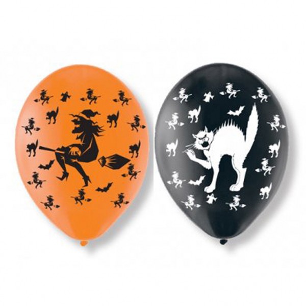 6 Halloween Ballons Hexenwelt 27,5cm