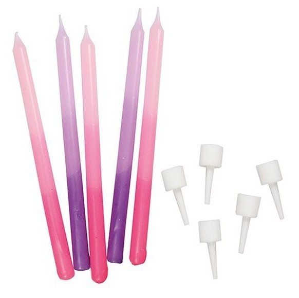 12 Pinke Ombré Tortenkerzen 10cm