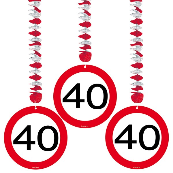 3 Verkehrsschild 40 Spiralhänger 75cm