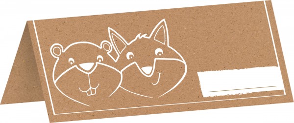 8 Tischkarten mit Fuchs & Biber Symbol