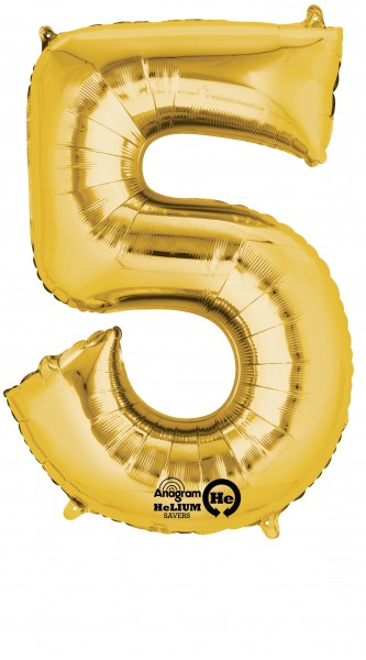 Zahlenballon 5 gold 86cm