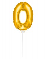 Stabballon Zahl 0 gold 36cm