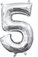 Mini Folienballon Zahl 5 silber 35cm