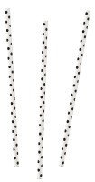 Vorschau: 20 Black Polka Dots Strohhalme