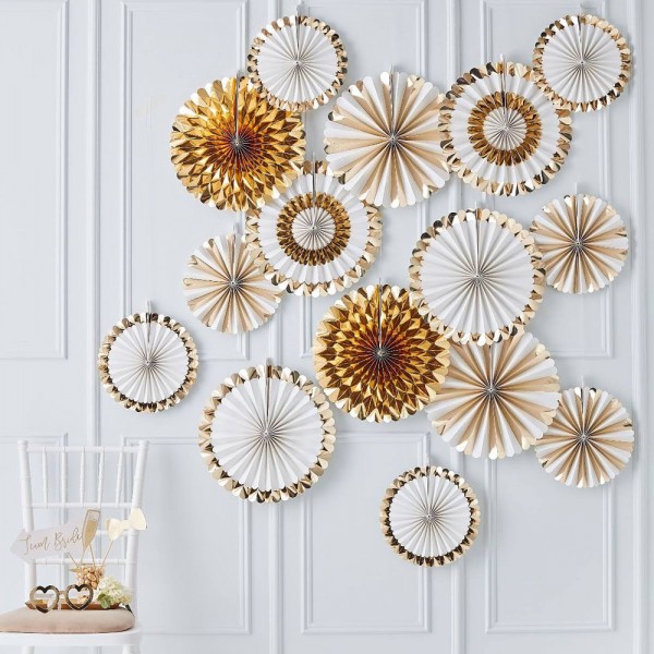 15 Golden Wedding Papierrosetten