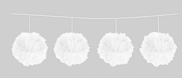 Weiße Pompon Girlande Fluffy 3m 2