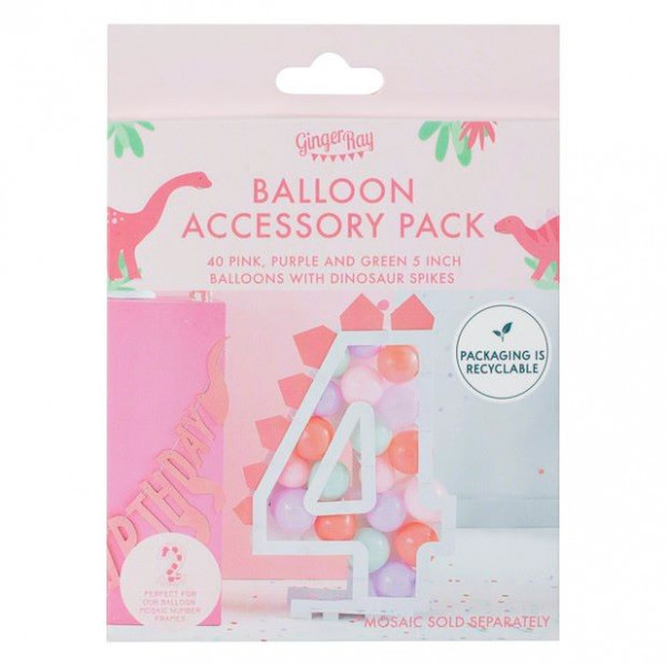 40 Pink Dino Party Latexballons 13cm 3