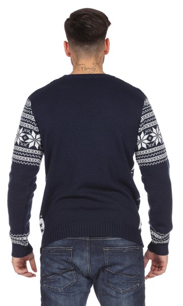 Rentier Weihnachtspulli blau für Herren 2