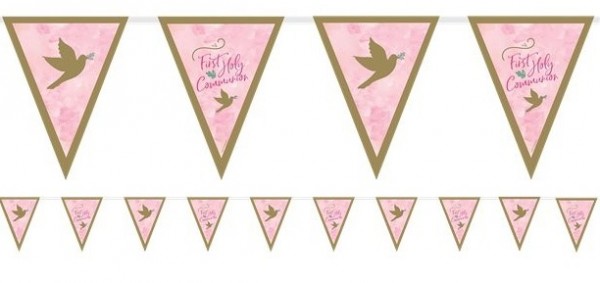 Erstkommunion Wimpelkette rosa 4m