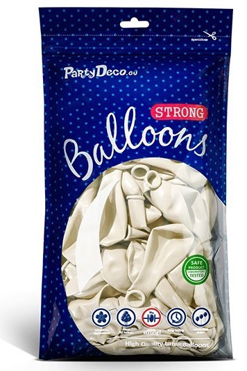 10 ballonger i vit metallic 27cm 2