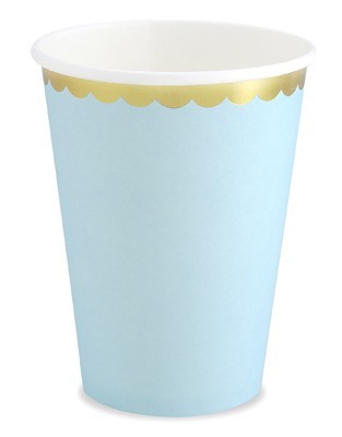6 Candy Party Pappbecher pastellblau 220ml