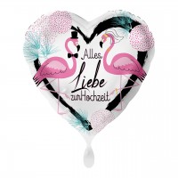 Flamingo Hochzeit Herz Folienballon 43cm